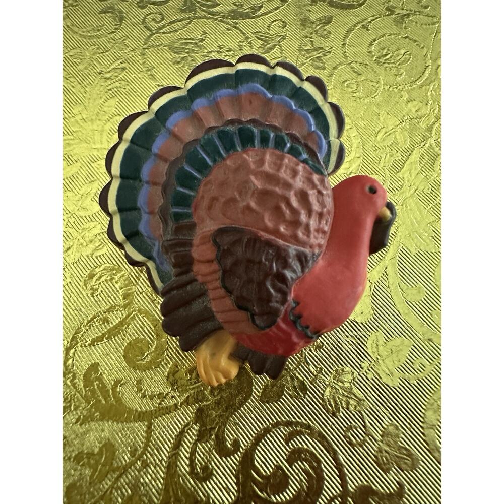 Vintage Hallmark Cottage Thanksgiving Tom Turkey Pin Jewelry Brooch